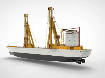 Cargo ship with loader 3D model