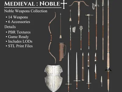 Medieval Collection Noble Weapons Set 3D Model Pack