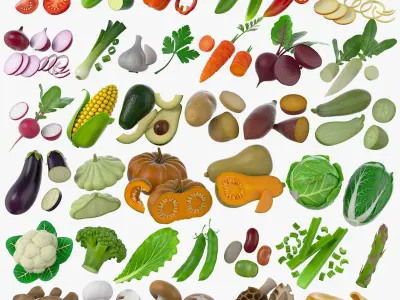 Cartoon Vegetables Big Collection 3D model