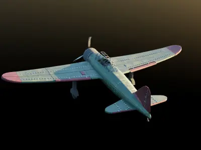 Aircraft Mitsubishi A6 Low-poly 3D model