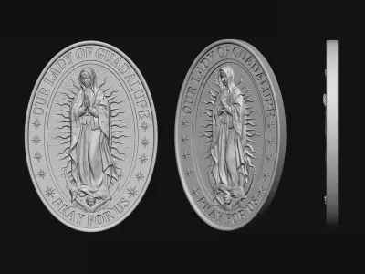 Our Lady of Guadalupe Medallion Set 4 versions 3D print model