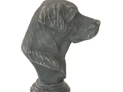 Dog bust oxydated statues Low-poly 3D model