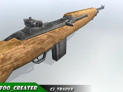 Carbine Riffle low poly 3d model Low-poly 3D model