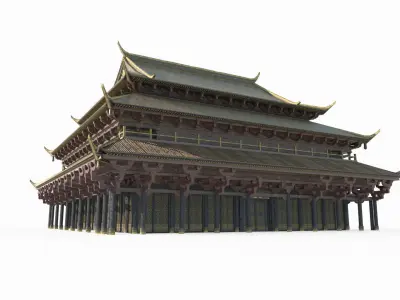 The Golden Luang Hall ancient Asian architecture 3D model