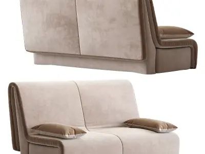 Novelty two sofas with couch and cushions 3D model