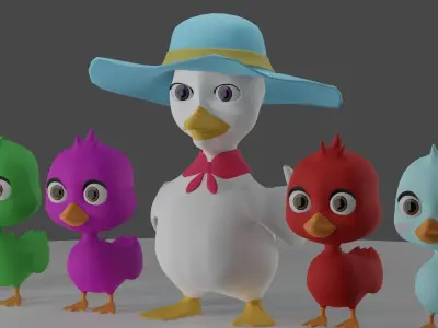 Cartoon Duck Family - 3D Model Pack 3D model