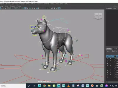 dog rig in maya Free 3D model