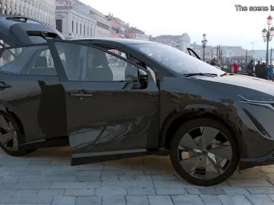Modern Electric SUV Black Rigged 3D model