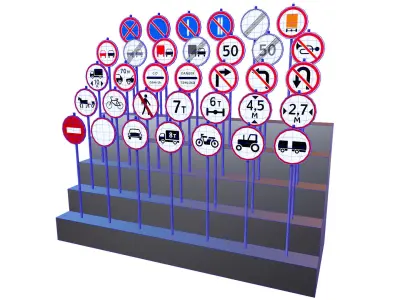 Road Prohibition signs Low-poly 3D model