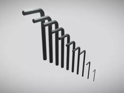 Allen Key Set 1 - 10 mm Dark Steel AR VR PBR Low-poly 3D model