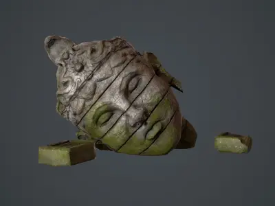 Ancient statue head Low-poly 3D model