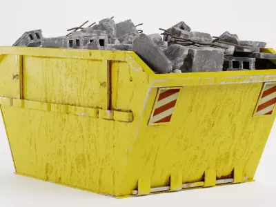 Skip with Waste V1 - Industrial Container with Debris 3D model