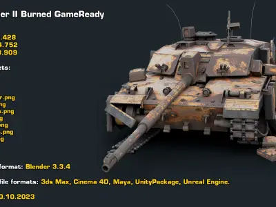 Challenger 2 Destroyed Tank 3D model