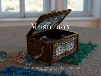 Ancient MUSIC BOX 18th century 3D model
