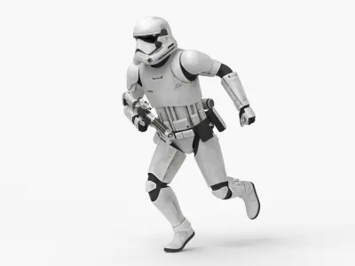 Dirty First Order Stormtrooper with Blaster Running  purchase 3D model
