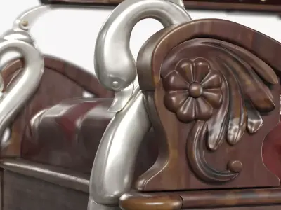 Vintage Steampunk Chair with Padded Leather 3D model