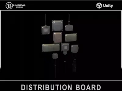 Industrial Old 3D Distribution Board Low-poly 3D model