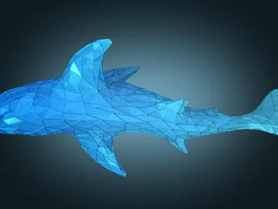 Stylized Shark Figure Low-poly 3D model purchase