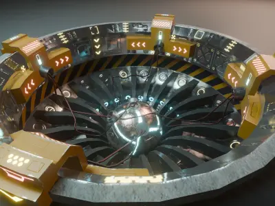 Underground Nuclear Power Plant Reactor SciFi Low Poly Gameready Low-poly 3D model