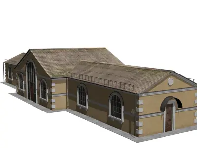 railway station Low-poly 3D model