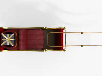 Santa Claus Sleigh With Gift Low-poly 3D model