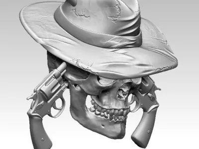 Realistic Guns Revolvers Man skull 3D print model purchase