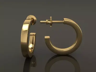 Earring Hoop Box Opened Back 11mm inside Width 3D print model