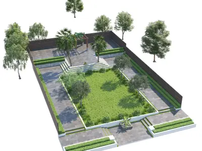 Private Park Landscape 3d exterior scene 3D model