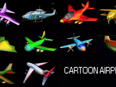 Cartoon Airplane Low-poly 3D model by V5