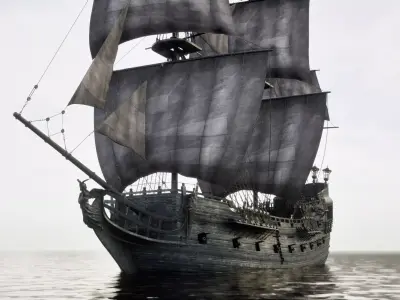 Black Pearl Ship Low-poly 3D model