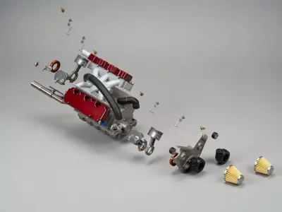 V8 engine motor simple 3D print model