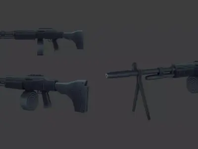 Heavy Machine Gun 3D Model Low-poly 3D model purchase
