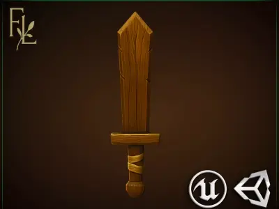 Wooden Sword - Game Ready Weapon Free low-poly 3D model