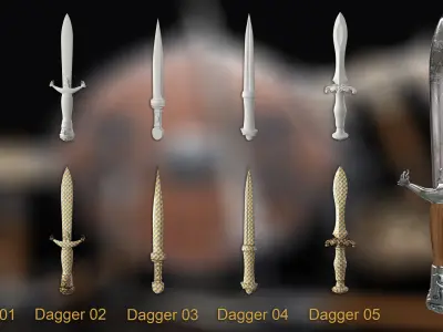 40 Nordic and vikings weapon Basemesh Low-poly 3D model