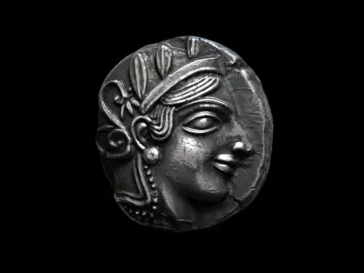Tetradrachm Athena and owl replica 4th century BCE 3D print model