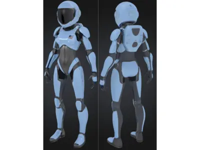 Female Astronaut Exosuit Space Low-poly 3D model