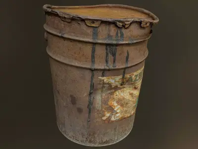 Old rusty oil barrel can Low poly 3D model Low-poly 3D model