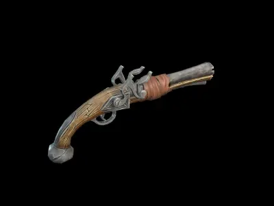 Stylized pirate pistol Free low-poly 3D model