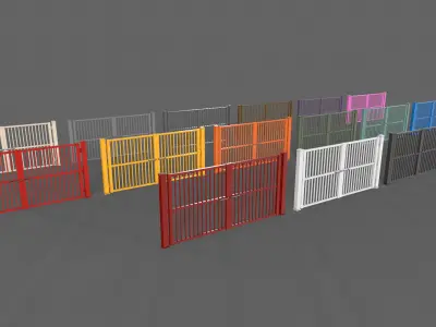 PBR Metal Gate C6 Low-poly 3D model