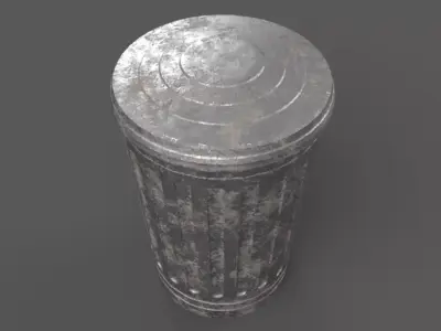 Metal Trash Can Low-poly 3D model purchase