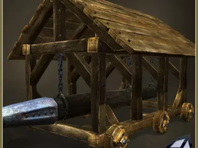 Animated Medieval Ram Low-poly 3D model