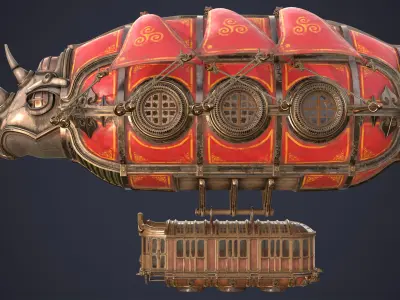 Airship Steampunk Rhinoceros 3D model