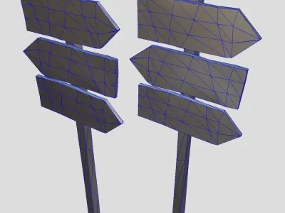 Wooden SIgn 3 Low-poly 3D model