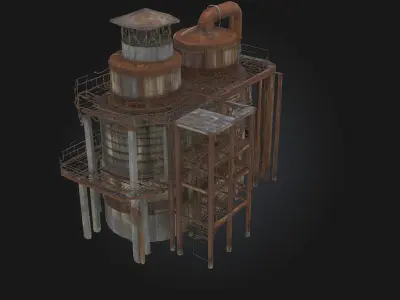 Rusty Industrial Complex Decay and Grit of a Forgotten Era 3D model