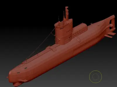 submarine with arrow pointing to it 3D model
