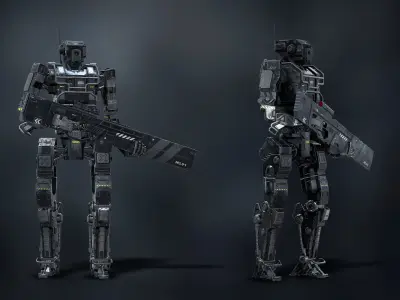 Robot Soldier Black low poly Low-poly 3D model