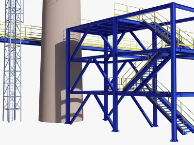 Metal tower for factory 3D model