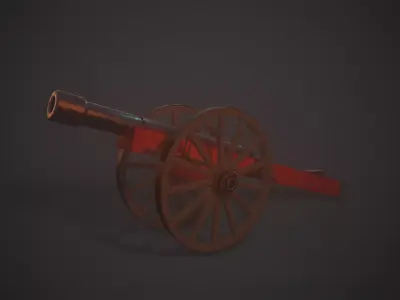 Stylized Medieval Cannon Low-poly 3D model purchase