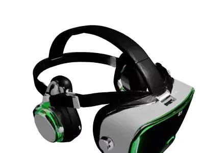 Modern VR Headset with Headphones 3D model