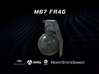 GRENADE 1 - M67 Tactical Grenade - 4K Game Ready Low-poly 3D model